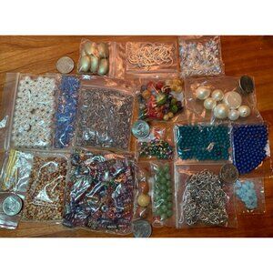 Large Assorted Bead Lot For Jewelry DIY Projects Includes Pearls & Hardware Galo